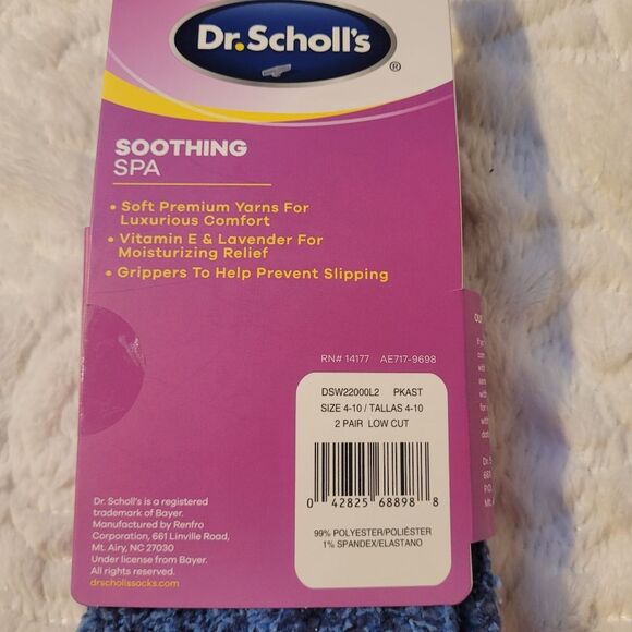 Dr Scholls Low Cut Soothing Spa Socks 2 Pair Lavender & Vitamin E Infused New - Picture 8 of 8